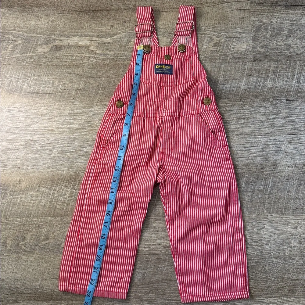 Vintage OshKosh B'gosh Red and White Striped Kids Overalls OS